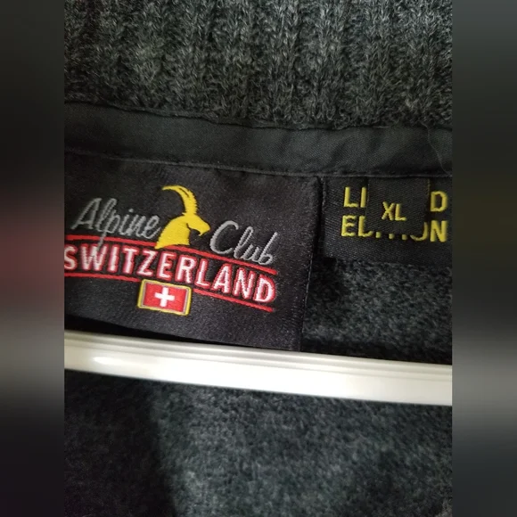 Alpine Club Charcoal Swiss Sweater Zip Up  Size Xlarge Limited Edition - Picture 3 of 6